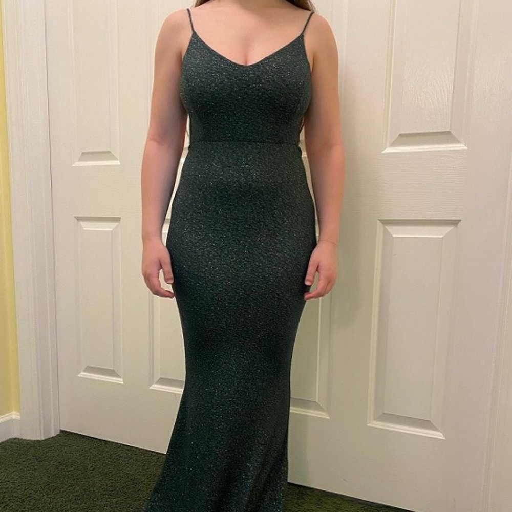 Windsor Irene Formal Backless Glitter Mermaid Dress - Hunter